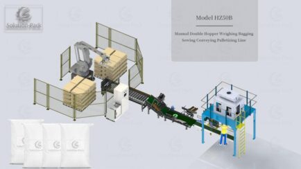 Solution-Pack | HZ50B Double Hopper Manual Bagging Machine | Semi-Automatic Bagging Palletizing Line | Manual Bagging Stitching Machine Line | Industrial Bagging System