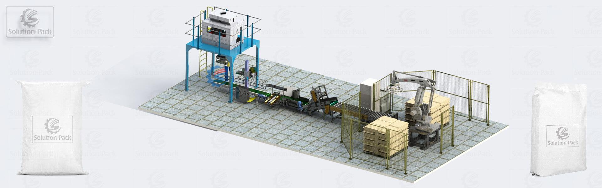 Solution-Pack | HZ50B Double Hopper Manual Bagging Machine Heading Banner Picture | Semi-Automatic Bagging Palletizing Line | Manual Bagging Stitching Machine Line | Industrial Bagging System