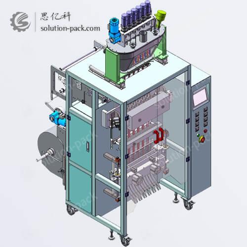 ML FB AUTOMATIC POWDER MULTI LANE CENTER SEAL SACHET PACKING MACHINE UNIT 3D DESIGN VIEW 1