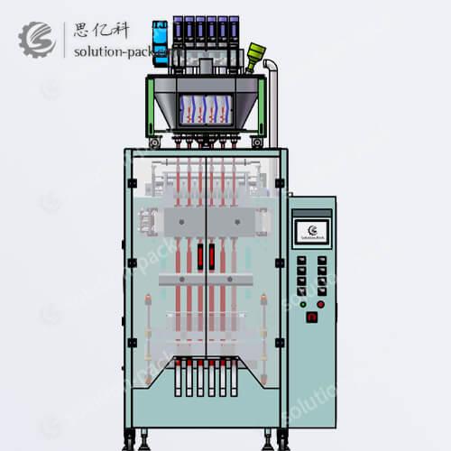 ML FB AUTOMATIC POWDER MULTI LANE CENTER SEAL SACHET PACKING MACHINE UNIT 3D DESIGN VIEW 2