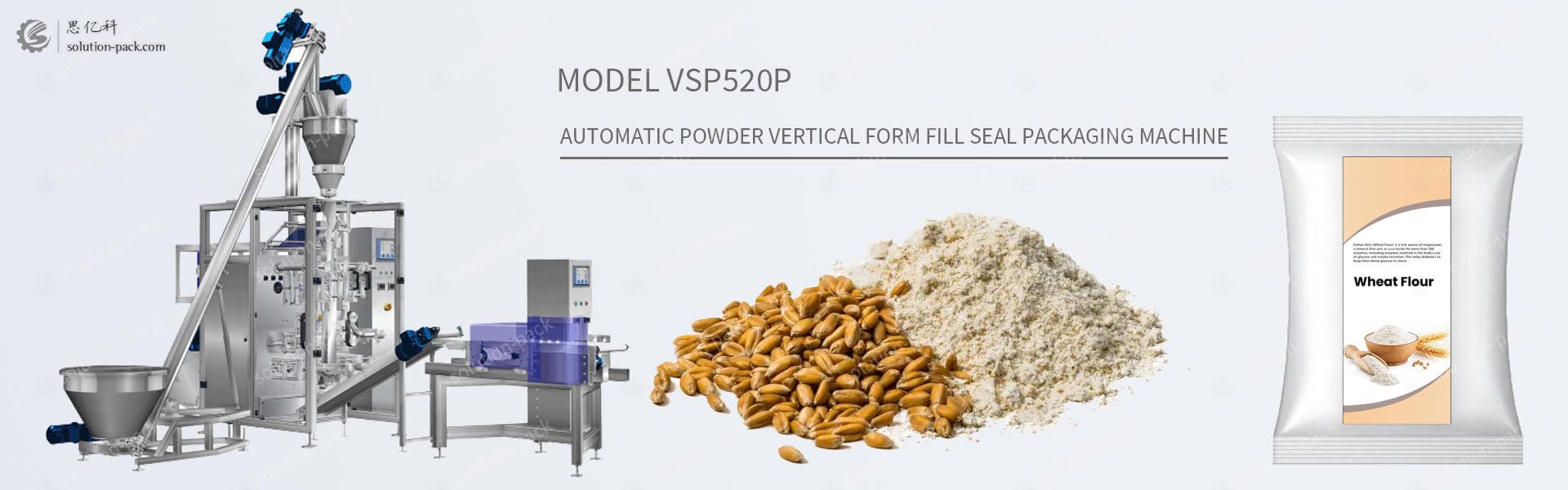 Solution-Pack | Model VSP520P Automatic Vertical Packaging Machine Solution | Powder Vertical Form Fill Seal Machine | VFFS Packing Machine | Powder Packing Machine