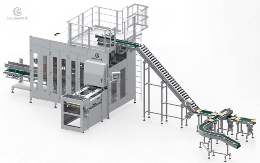 Solution-Pack | VSP-N5 Automatic Bag-in-Bag Secondary Packaging Machine Production Line Main Machine View | Secondary Packing Machine | Primary and Secondary Packaging Machine | Bag in Bag Repacking machine | Secondary Packaging Solution
