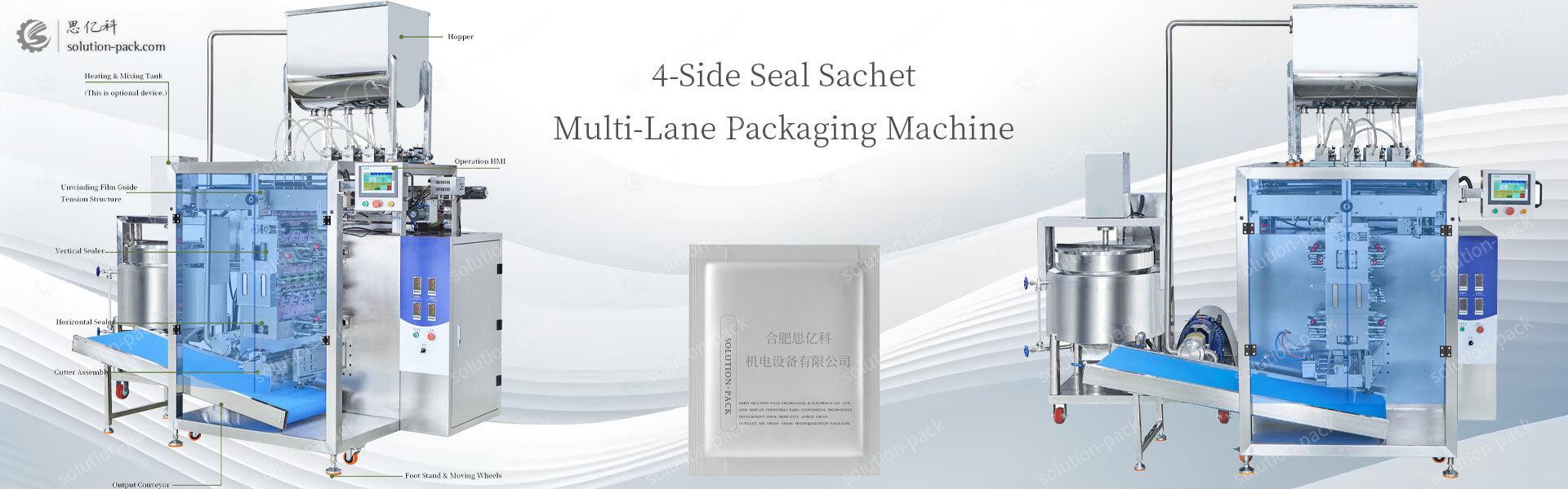 Solution-Pack | Multi-Lane 4-Side Seal Sachet Packing Machine | Liquid 4-Side Seal Sachet Packaging Machine | Ketchup Sachet Packaging Machine | Liquid Filling and Sealing Machine