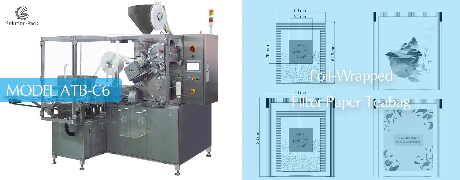 Model ATB-C6 Foil-Wrapped Filter Teabag Packing Machine | Solution-Pack