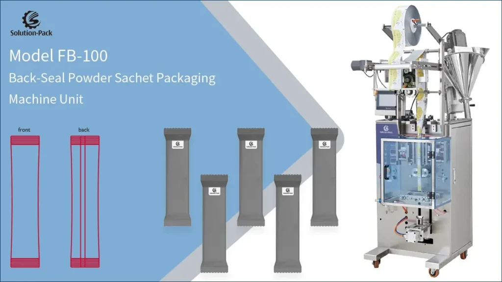 Model FB-100 Automatic Powder Sachet Packaging Machine Unit Main Machine View | Solution-Pack