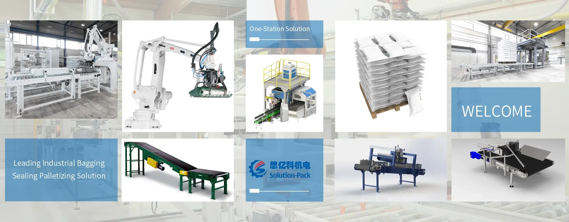 Model HTB-Z50BS Automatic Heavy Duty Bag Bagging Sealing Machine Unit for M Type Woven Bag | Solution-Pack (Bottom Banner Picture)