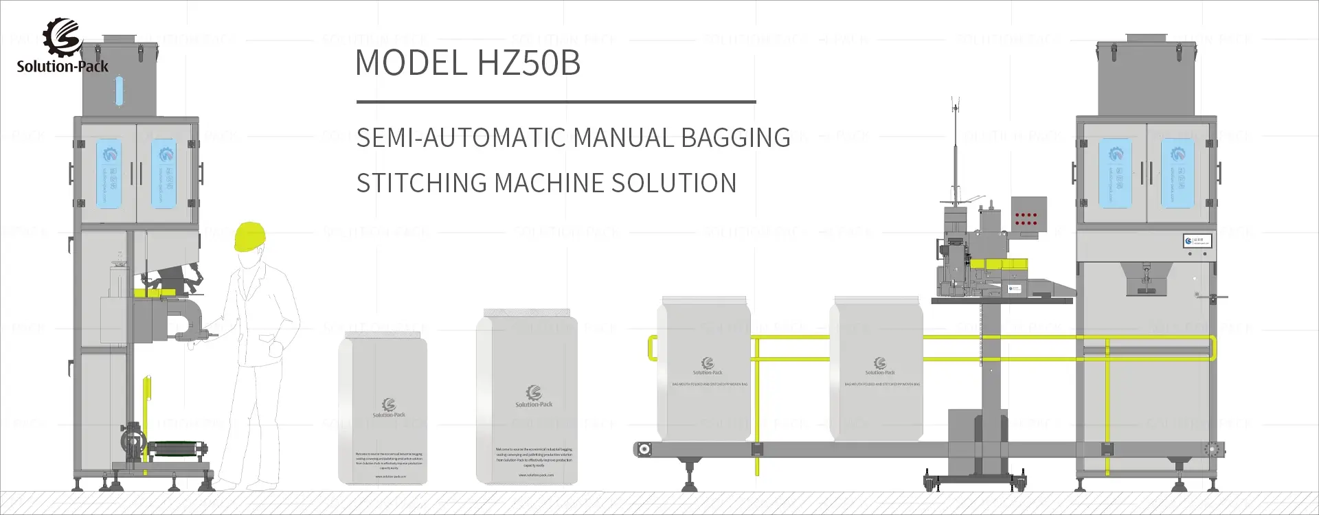 Model HZ50B Semi-Automatic Manual Bagging Machine Equipment Heading Banner Picture | Solution-Pack