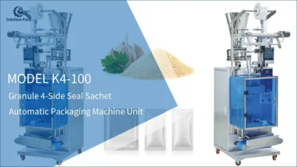 Model K4-100 Automatic 4-Side Seal Granule Sachet Packaging Machine Unit Featured Machine Picture | Solution-Pack