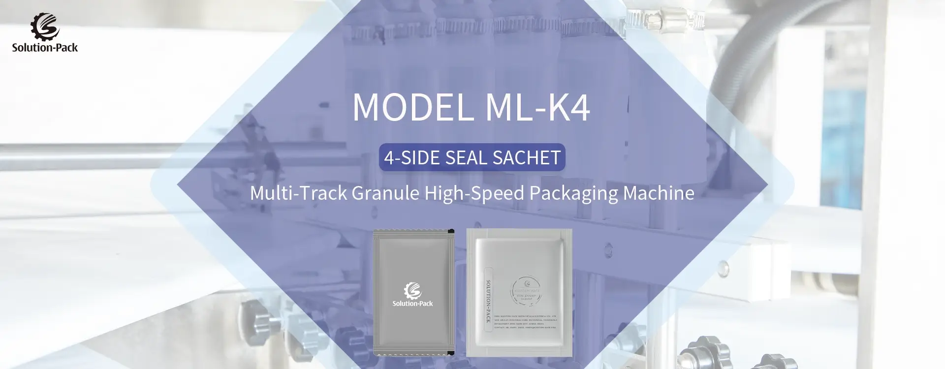Model ML-K4 Automatic High-Speed Multi-Track Granule 4-Side Seal Sachet Packaging Machine Unit Heading Banner Picture | Solution-Pack