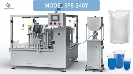 Model SP8-240Y Automatic Liquid Pre-Made Pouch Rotary Packaging Machine Solution Featured Picture | Solution-Pack