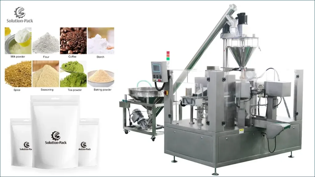 Model SP8-300P Automatic Powder Rotary Packaging Machine Solution Main Machine View | Solution-Pack