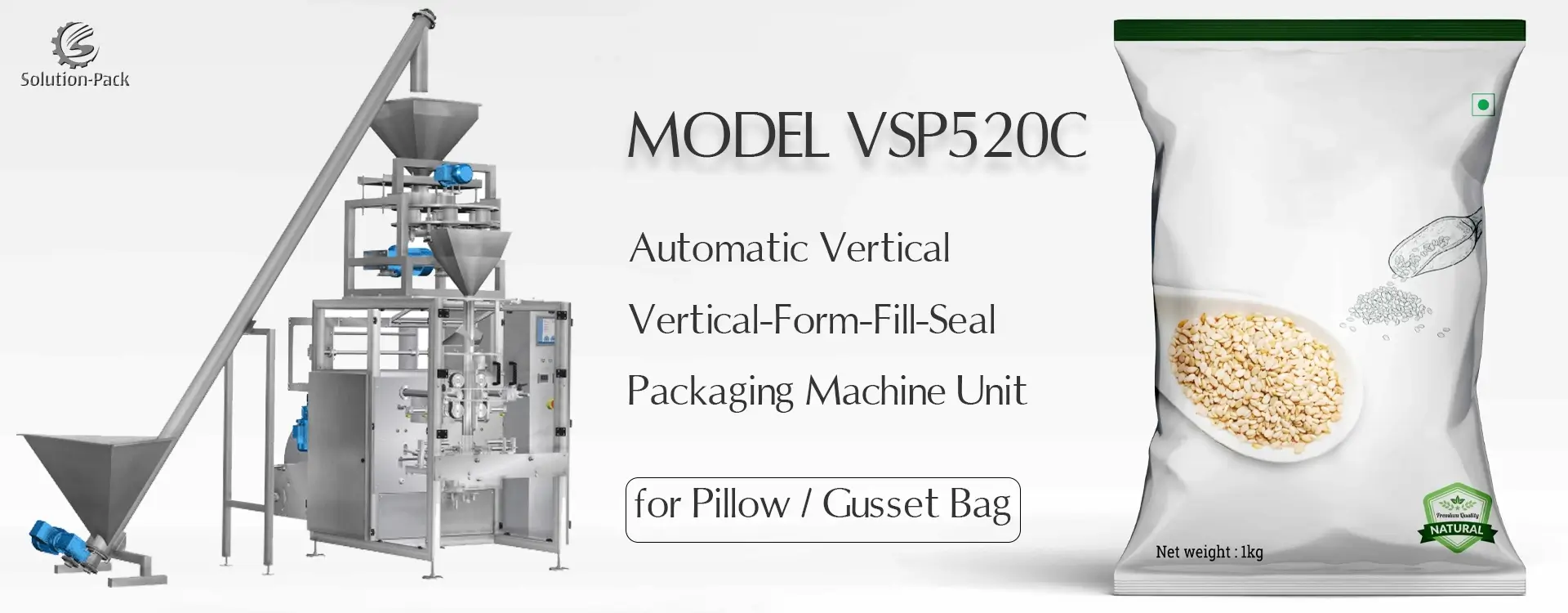 Model VSP520C Automatic Vertical Packaging Machine Unit | Solution-Pack (Heading Banner Picture)