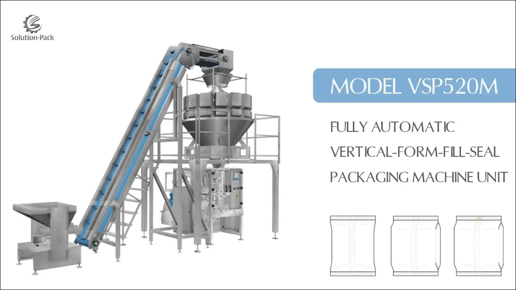 Model VSP520M Automatic Vertical Packaging Machine Unit | Solution-Pack (Main Machine View)