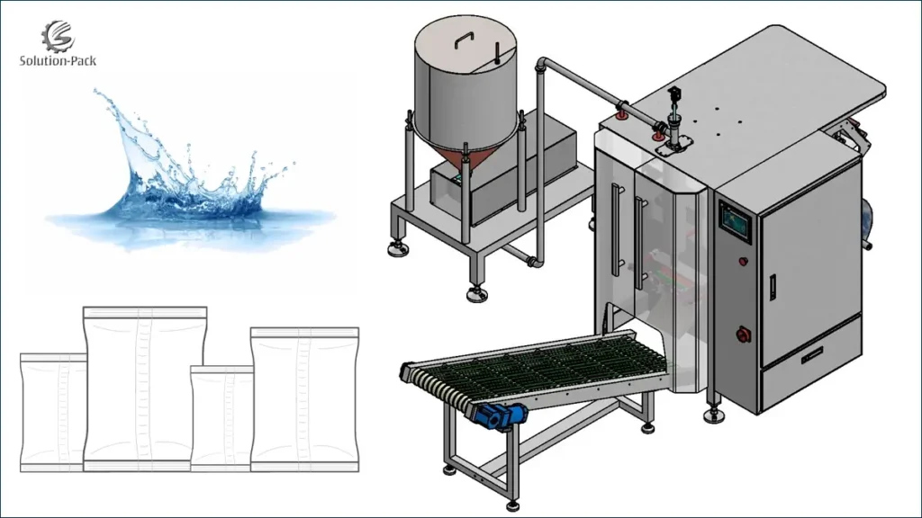 Model VSP520Y Automatic Liquid Vertical Packaging Machine Unit | Solution-Pack (Main Machine View)