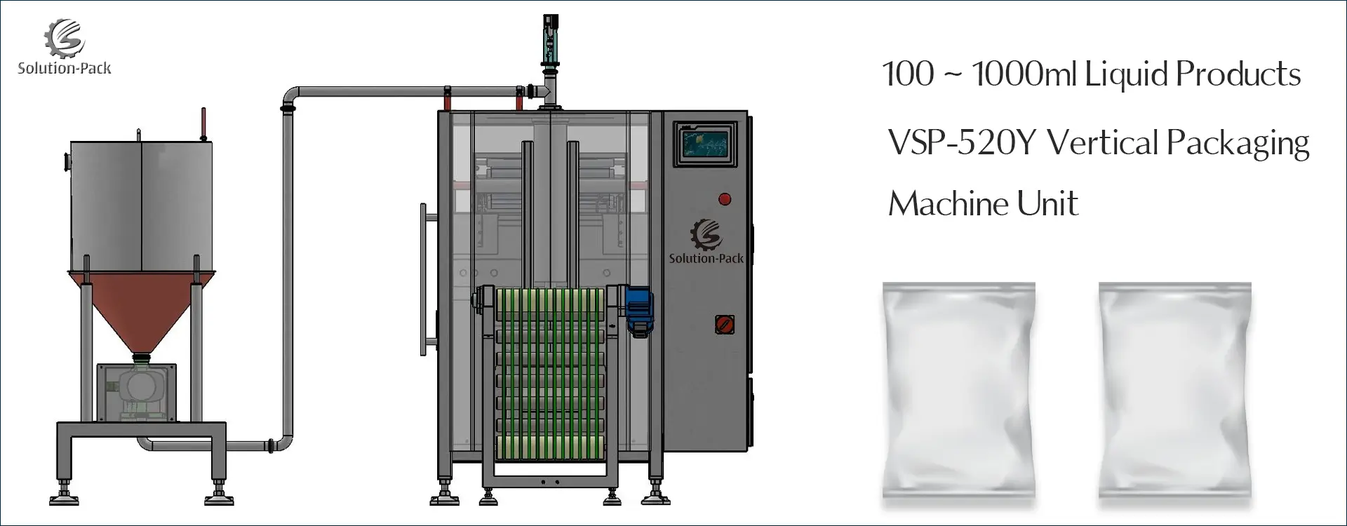 Model VSP520Y Automatic Liquid Vertical Packaging Machine Unit | Solution-Pack (Middle Banner Picture)