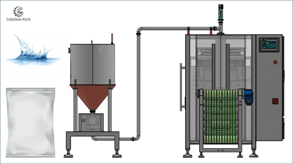 Model VSP630Y Automatic Liquid Vertical Packaging Machine Unit | Solution-Pack (Main Machine View)