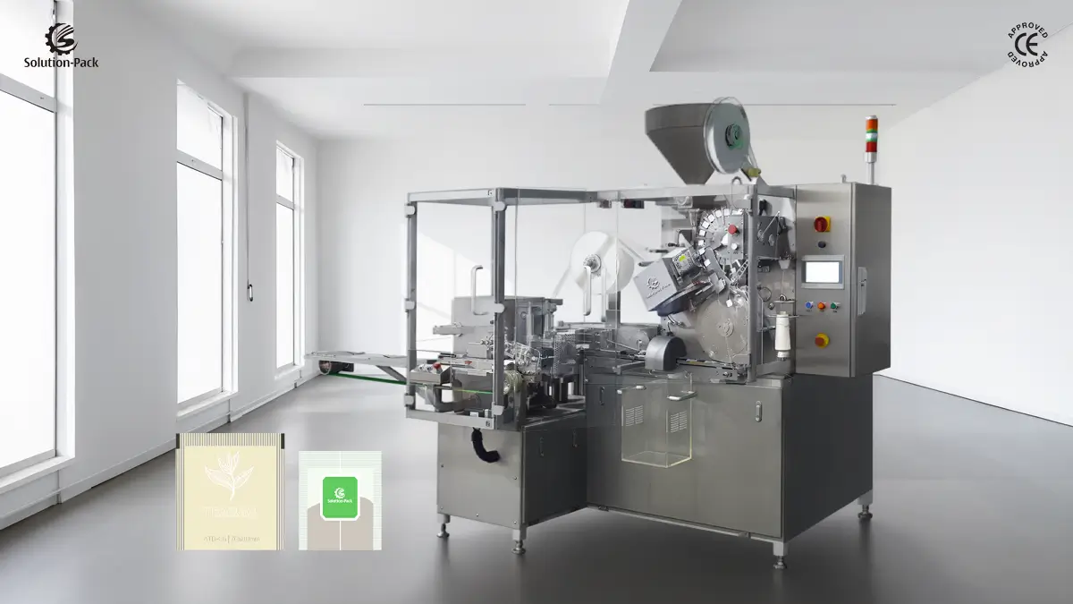 Premium Filter Paper Teabag Packaging Machine | Model ATB-C6 | High-Speed Teabag Machine | Solution-Pack | Featured Machine Picture