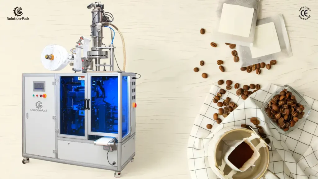 Premium High-Quality Fast Speed Automatic Drip Coffee Bag Packaging Machine | Model ATB-DC55 | Solution-Pack | Featured Machine Picture