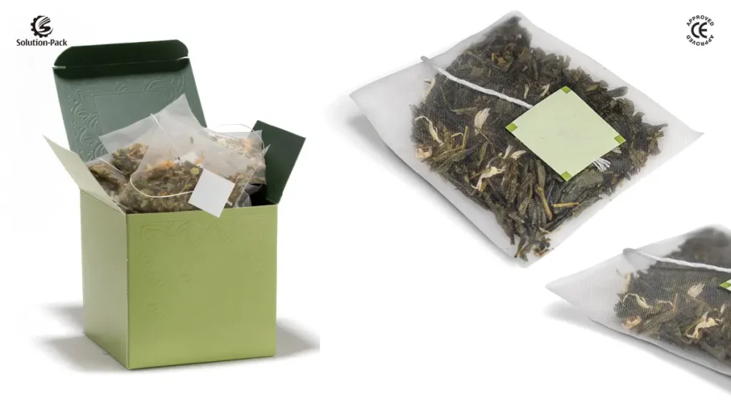 High-Speed Pyramid Teabag Packaging Machine | Model ATB-PD50 | Solution-Pack | Featured Teabag Samples
