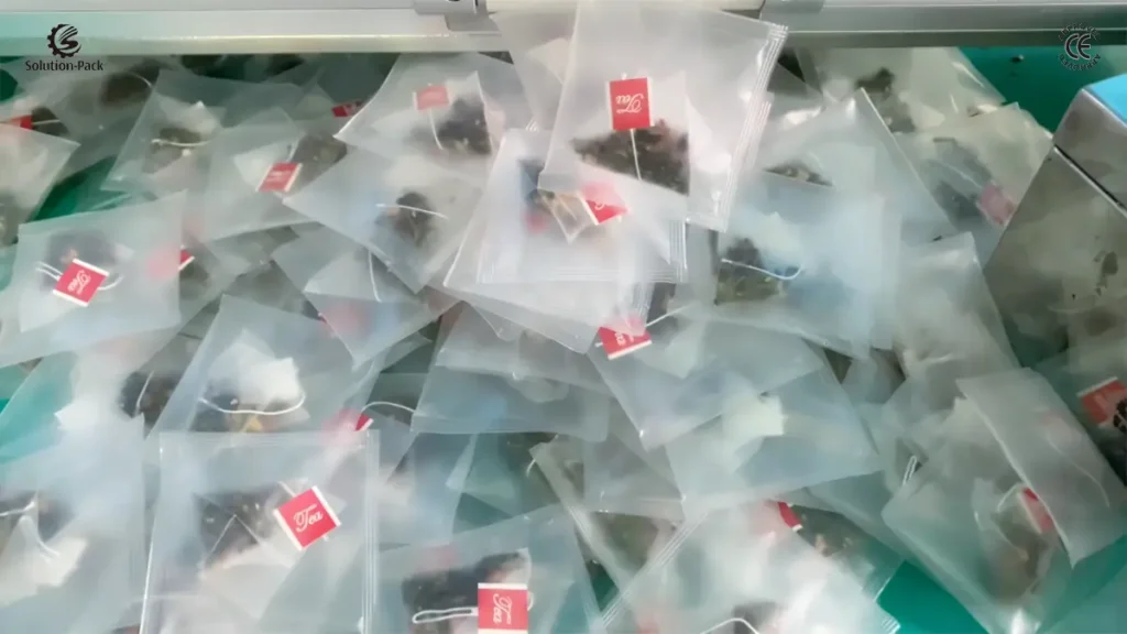 High-Speed Pyramid Teabag Packaging Machine | Model ATB-PD50X | Solution-Pack | Teabag Machine | Teabag Samples
