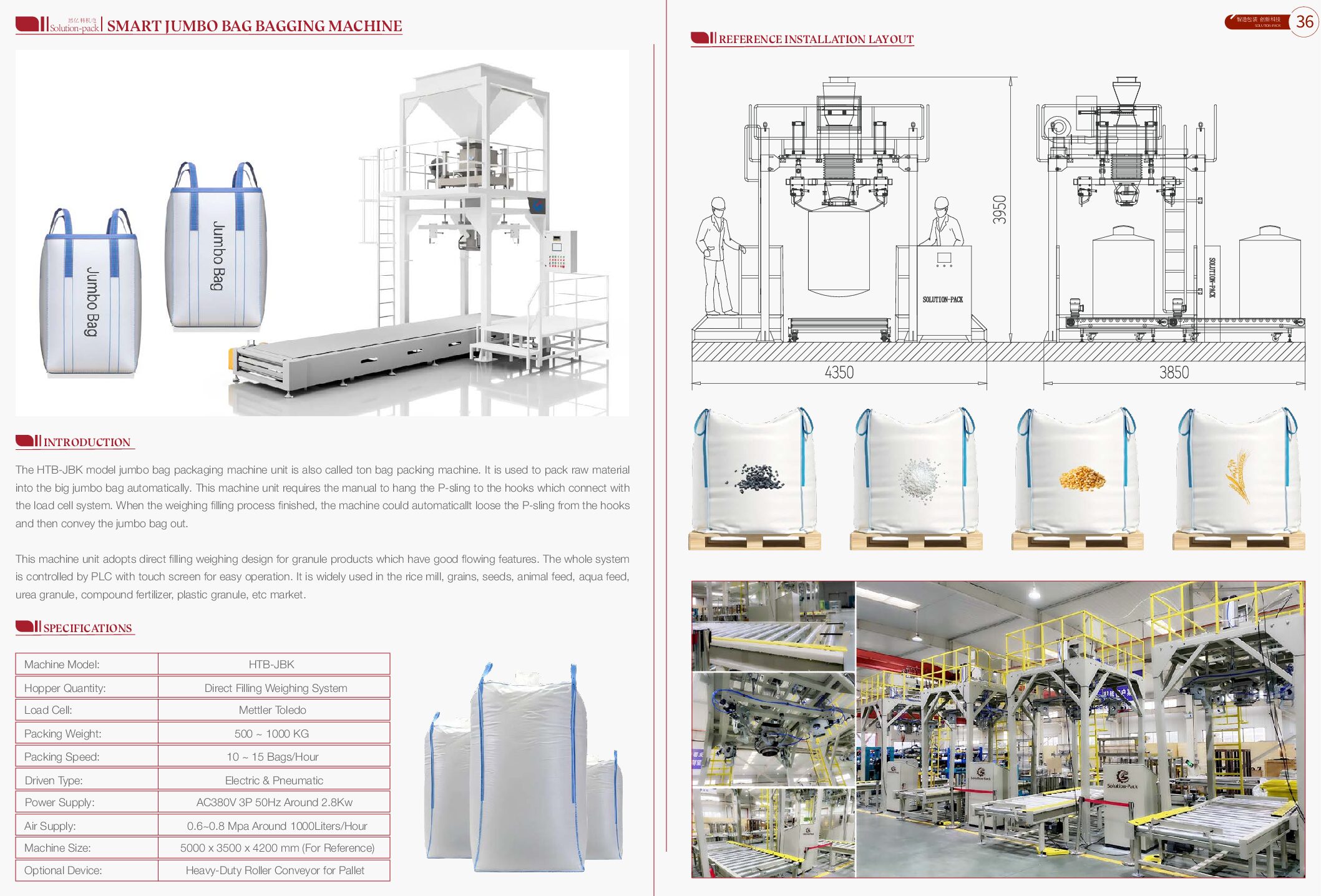 Packaging Solution Introduction Brochure Download Center 35 Model HTB-JBK Smart Jumbo Bag Packaging Machine | Ton Bag Packaging Machine | Jumbo Bag Machine | Solution-Pack