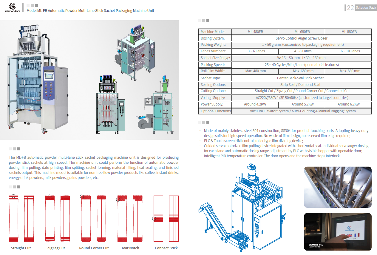 Model ML-FB Automatic High-Speed Multi-Lane Center-Seal Sachet Packaging Machine Unit | Solution-Pack