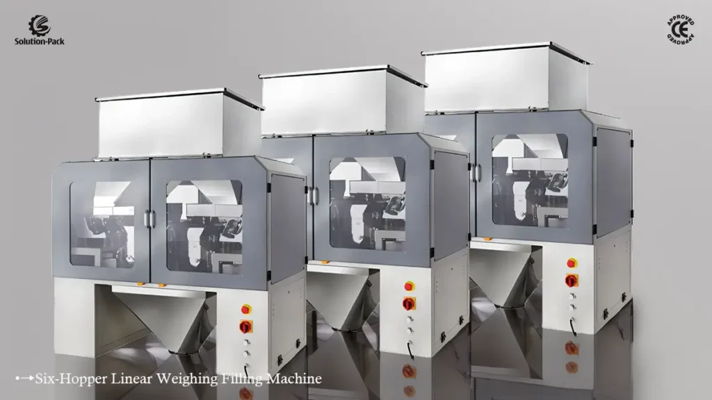 MODEL VSP630L VERTICAL PACKAGING MACHINE UNIT 6 Granule Vertical Packaging Machine | Model VSP630L Vertical Form Fill Seal Packing Machine | Solution-Pack | Six Hopper Weighing Filling Machine