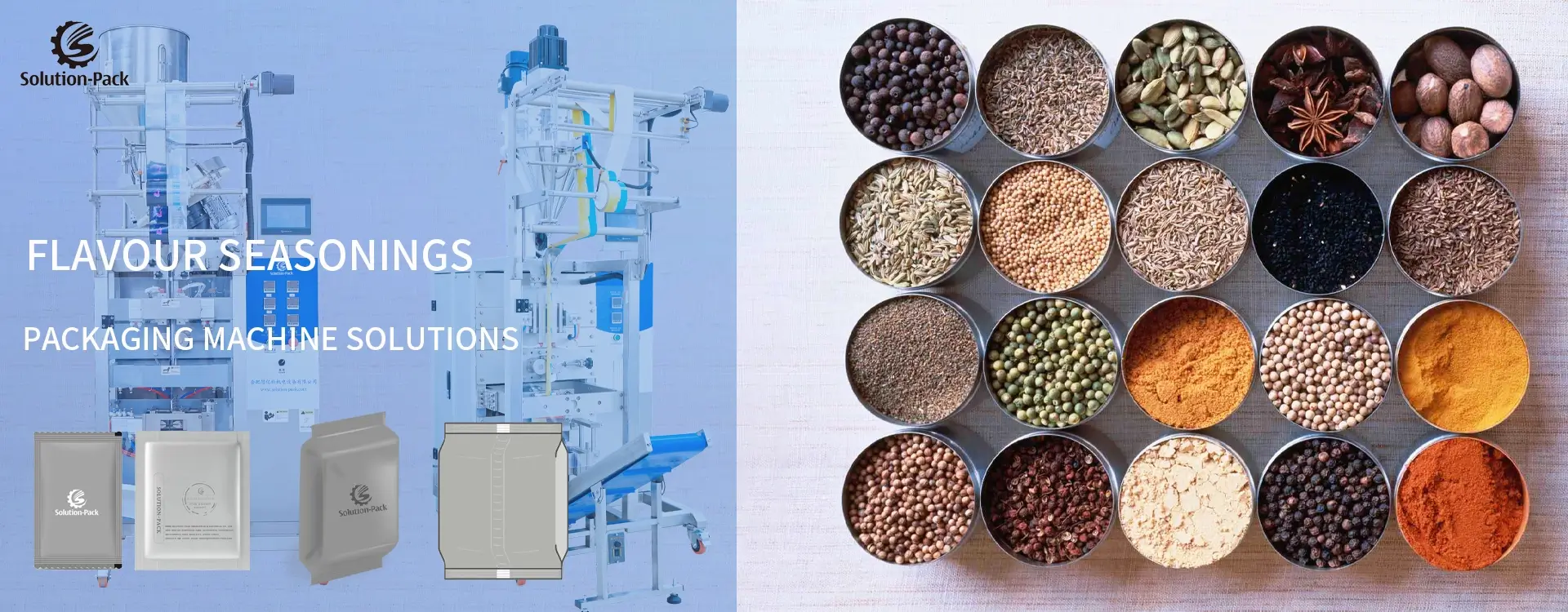 (Solution-Pack) Flavour Spices Automatic Packaging Machine Solutions Heading Banner Picture